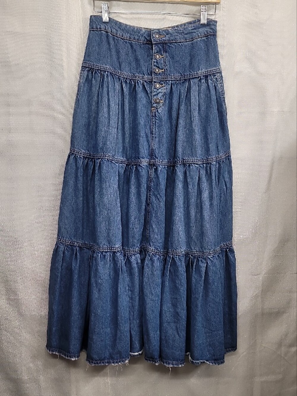 We the Free Dreamweaver Tiered Denim Maxi Skirt Size Xs - Picture 2 of 14